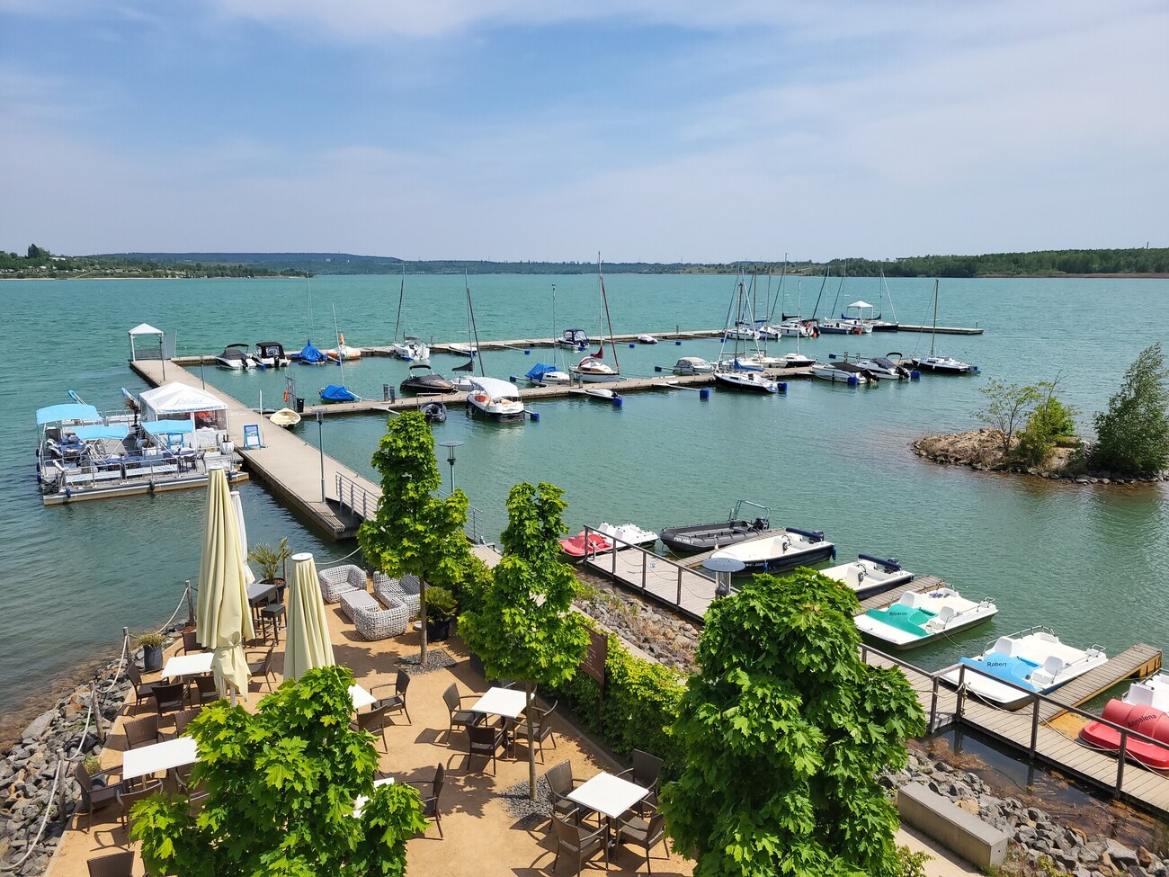 Blick auf den kleinen Hafen Kahnsdorf